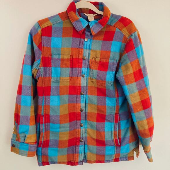 Duluth Trading Co Womens S FLAW Flapjack Plaid Insulated Flannel Jac Shacket - Picture 1 of 13